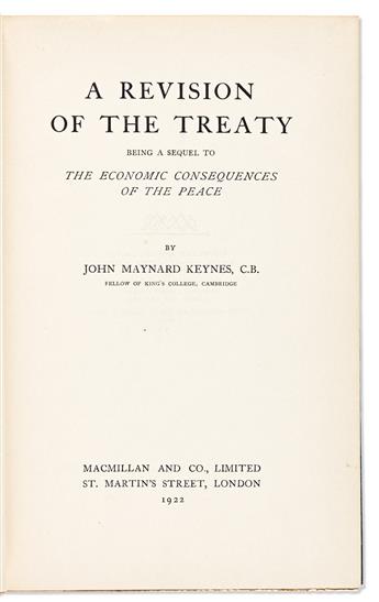 [Economics] Keynes, John Maynard (1883-1946) Three First Editions.